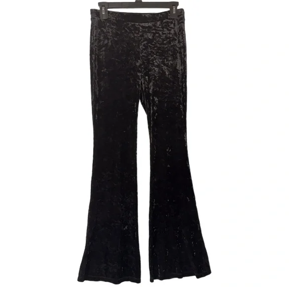 Forever 21 - Crushed Velvet Bell-Bottom Pants - Black - Size Medium - Picture 3 of 7